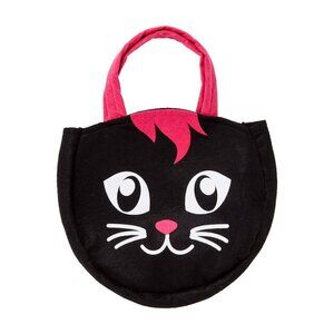 Vintage Halloween Felt Trick or Treat Bags Black Cat 11"x10" Novelty Treat Bag
